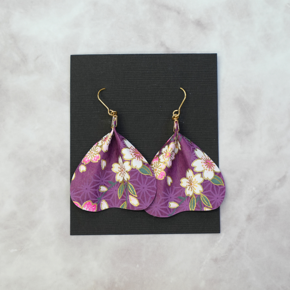 和紙の花びらピアス&イヤリング(両耳用)